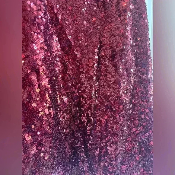 Dance in the‎ Spotlight Burgundy Satin Sequin Bustier Mini Dress Size M B25 - Picture 3 of 8